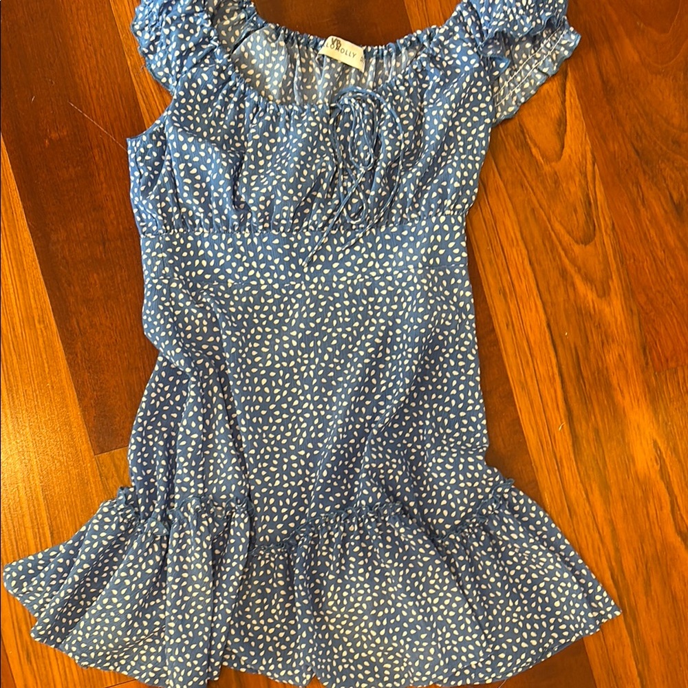 Hello Molly Blue and White Polka Dot Dress